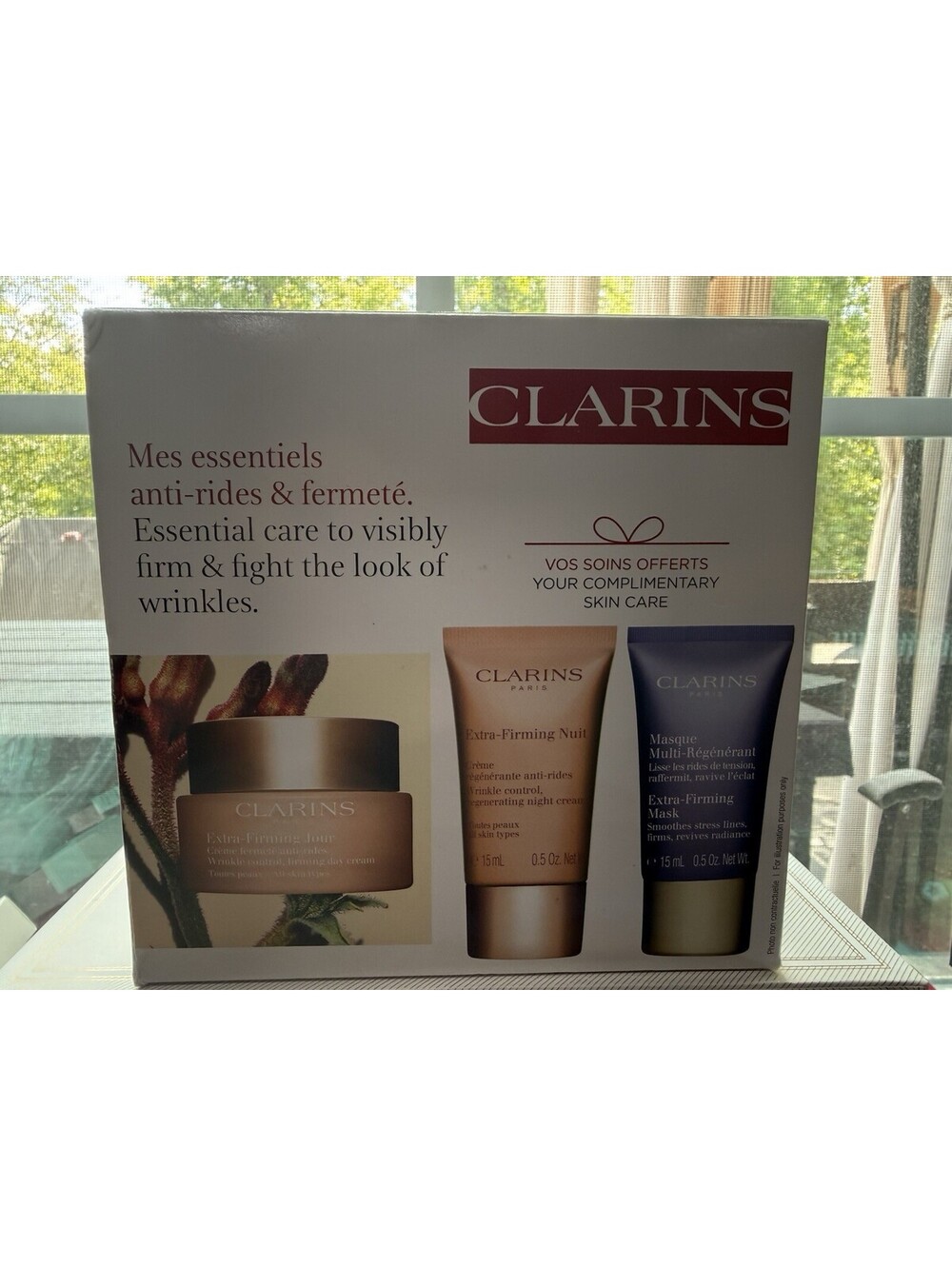 Clarins Extra-Firming 3-Piece Skincare Gift Set Day Cream Night Cream Mask/NIB